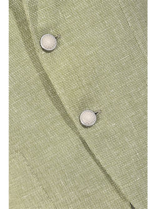 Giacca monopetto in misto lino e cotone Verde Tagliatore | 1SMC22K 340346 EV965678